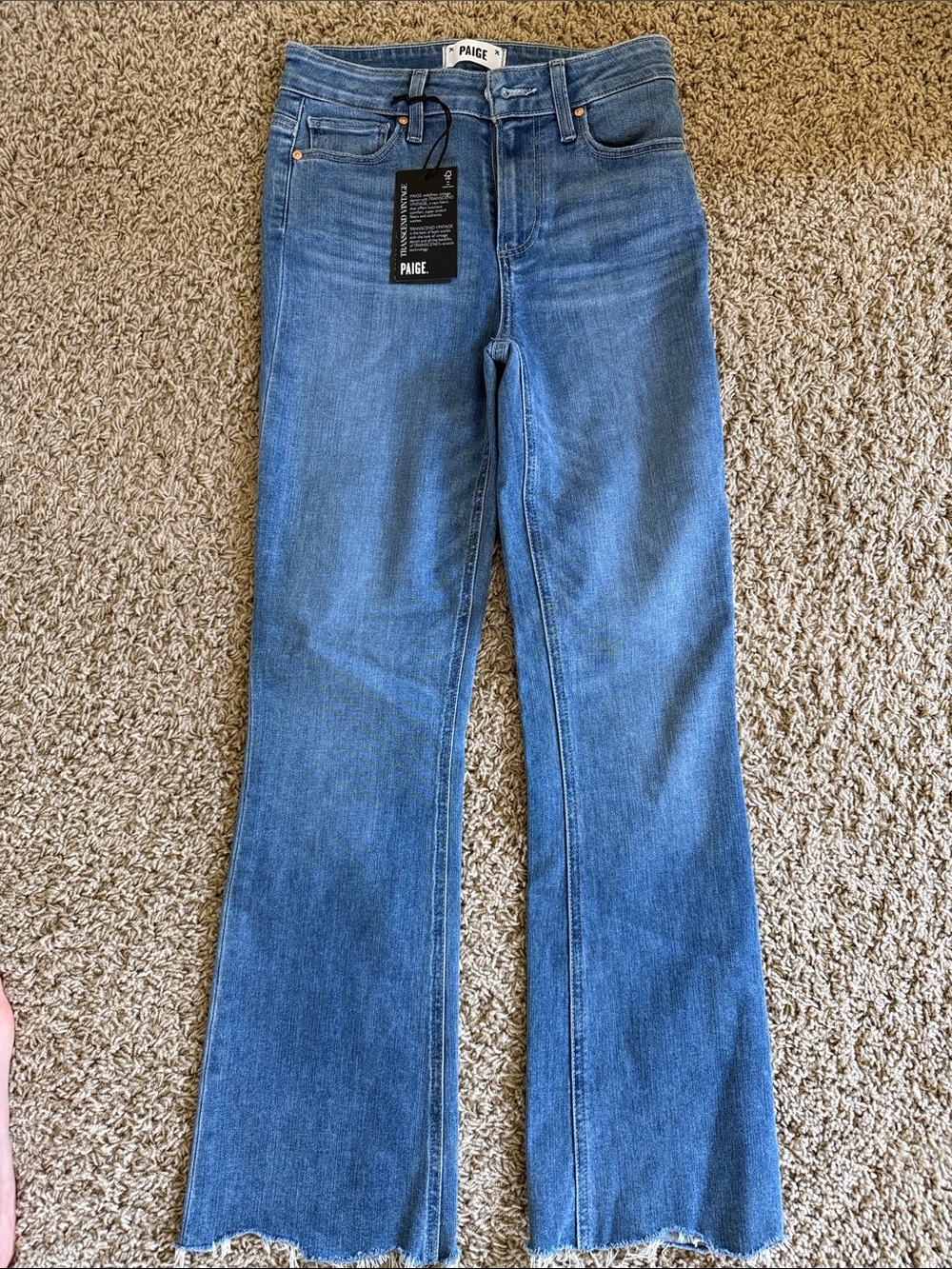 PAIGE Claudine Medium Blue High-Rise Flare Jeans